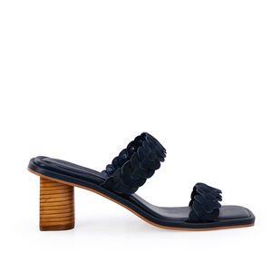 MULE SALTO BLOCO MARINHO AZZURRO DE COURO NOBUCK