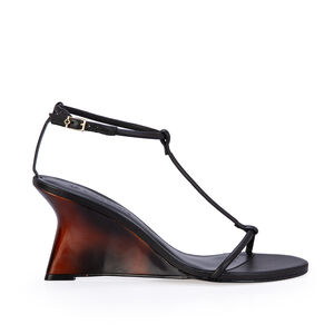 SAND&Aacute;LIA SALTO ANABELA TORTOISE PRETA DE COURO