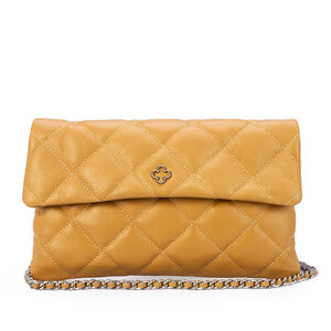 BOLSA MÉDIA BEGE SAVANA COURO MATELASSÊ VIRA CLUTCH