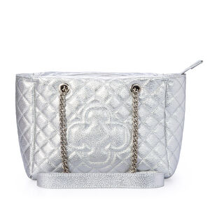 BOLSA CARINA PRATA DE COURO MATELASS&Ecirc; HOBO