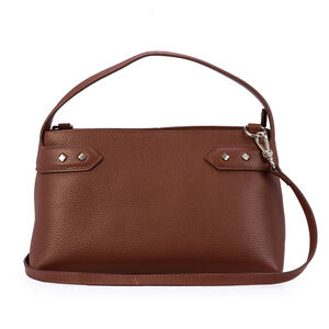 BOLSA M&Eacute;DIA MARROM &Eacute;BANO DE COURO TOTE