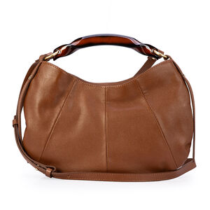 BOLSA M&Eacute;DIA TIRACOLO MARROM MOGNO COURO TOTE AL&Ccedil;A TORTOISE