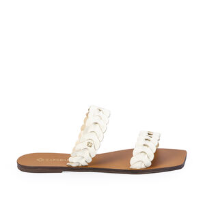 CHINELO RASTEIRO BRANCO DUNA DE COURO TRANÇADO