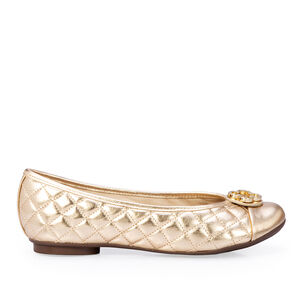 SAPATILHA CATHERINE VINTAGE DOURADA DE COURO MATELASSÊ