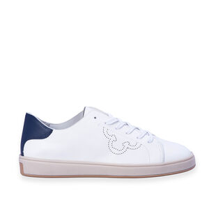 TÊNIS CASUAL FEMININO BRANCO DE COURO AMARRAÇÃO