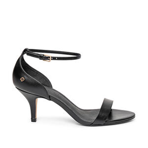 SANDÁLIA SALTO FINO PRETO DE COURO