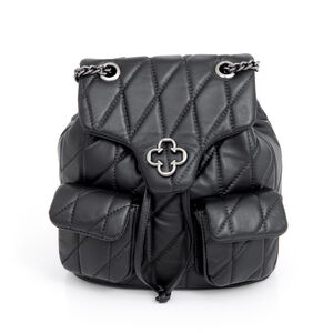 MOCHILA PRETA DE COURO MATELASSÊ ALÇA CORRENTE