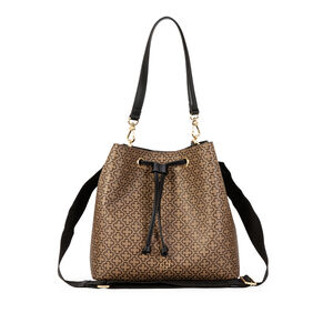 BOLSA BUCKET PRETA MONOGRAMA COM AL&Ccedil;A GORGUR&Atilde;O