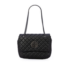 BOLSA OLÍVIA SHOULDER BAG PRETA DE COURO MATELASSÊ