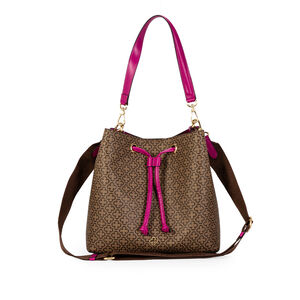 BOLSA BUCKET ROSA MONOGRAMA COM AL&Ccedil;A GORGUR&Atilde;O
