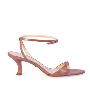 SANDÁLIA SALTO ALTO ROSA MALVA DE COURO