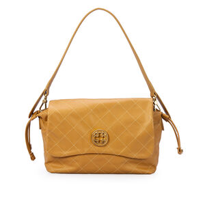 BOLSA MÉDIA BEGE SAVANA DE COURO MATELASSÊ SHOULDER BAG