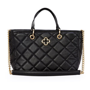 BOLSA TOTE PRETA DE COURO MATELASSÊ