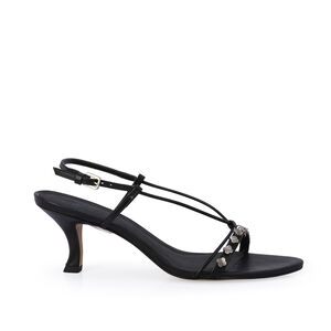 SANDÁLIA SALTO MÉDIO COURO PRETA