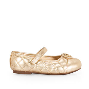 SAPATILHA BEB&Ecirc; DOURADA COURO MATELASS&Ecirc; COM VELCRO