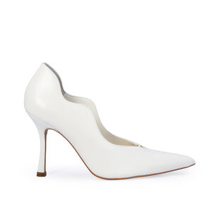 SCARPIN SALTO ALTO BRANCO DE COURO