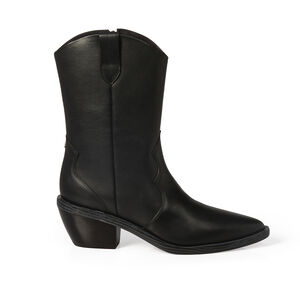 BOTA CANO MÉDIO PRETO DE COURO