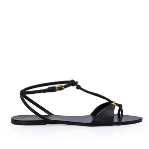 SAND&Aacute;LIA RASTEIRA PRETA DE COURO TRAMADO