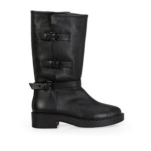 BOTA PRETA CANO LONGO FIVELAS COURO