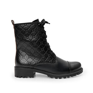 BOTA COTURNO PRETA DE COURO MONOGRAMA