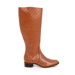 BOTA CANO LONGO CARAMELO CAMEL DE COURO MONOGRAMA