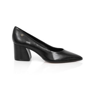 SCARPIN PRETO DE COURO SALTO BLOCO