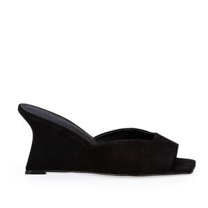 MULE SALTO ANABELA PRETA COURO NOBUCK