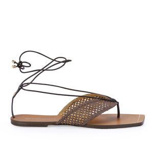 SANDÁLIA RASTEIRA MARROM TOBACCO DE COURO TRAMADA