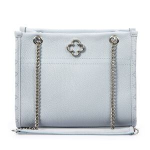 BOLSA MÉDIA COURO NOBUCK AZUL TURMALINA SHOULDER BAG