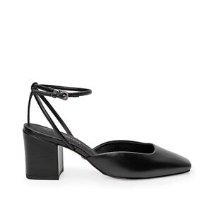 SCARPIN SALTO MÉDIO PRETO DE COURO