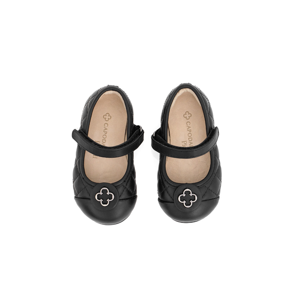 SAPATILHA BEBÊ PRETA DE COURO MATELASSÊ COM VELCRO image number 4