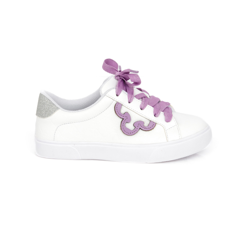 TÊNIS INFANTIL BRANCO E LILÁS MONOGRAMA AMARRAÇÃO image number 0