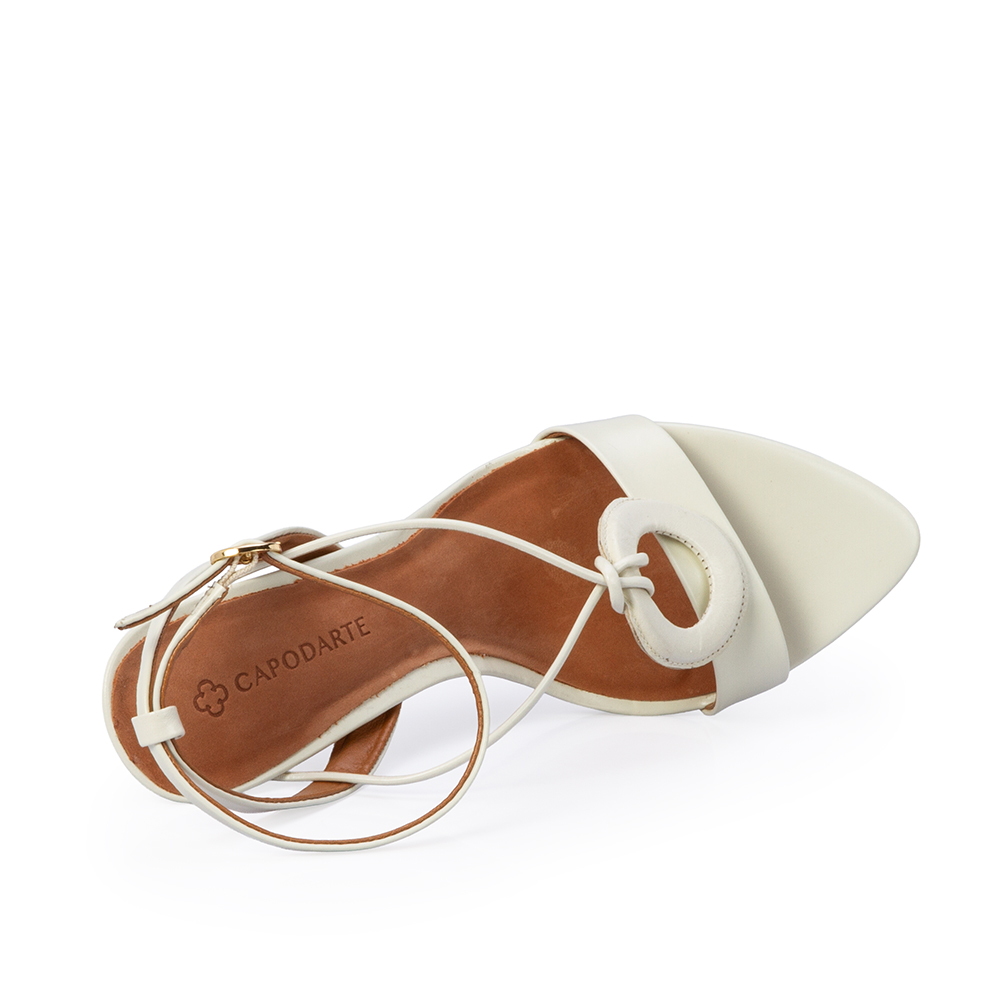 SANDÁLIA SALTO ALTO BRANCA DUNA DE COURO image number 4