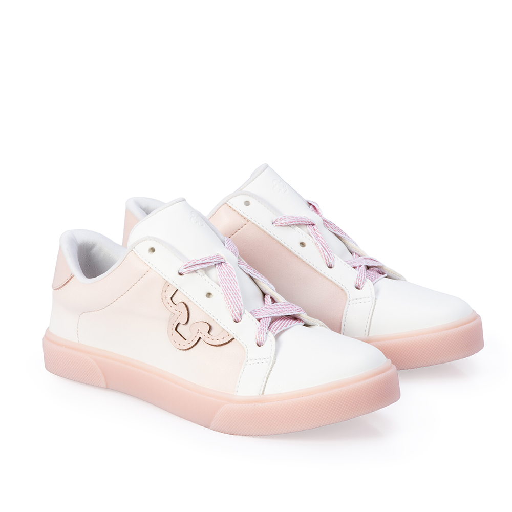 TÊNIS INFANTIL BRANCO E ROSA PEÔNIA AMARRAÇÃO image number 1