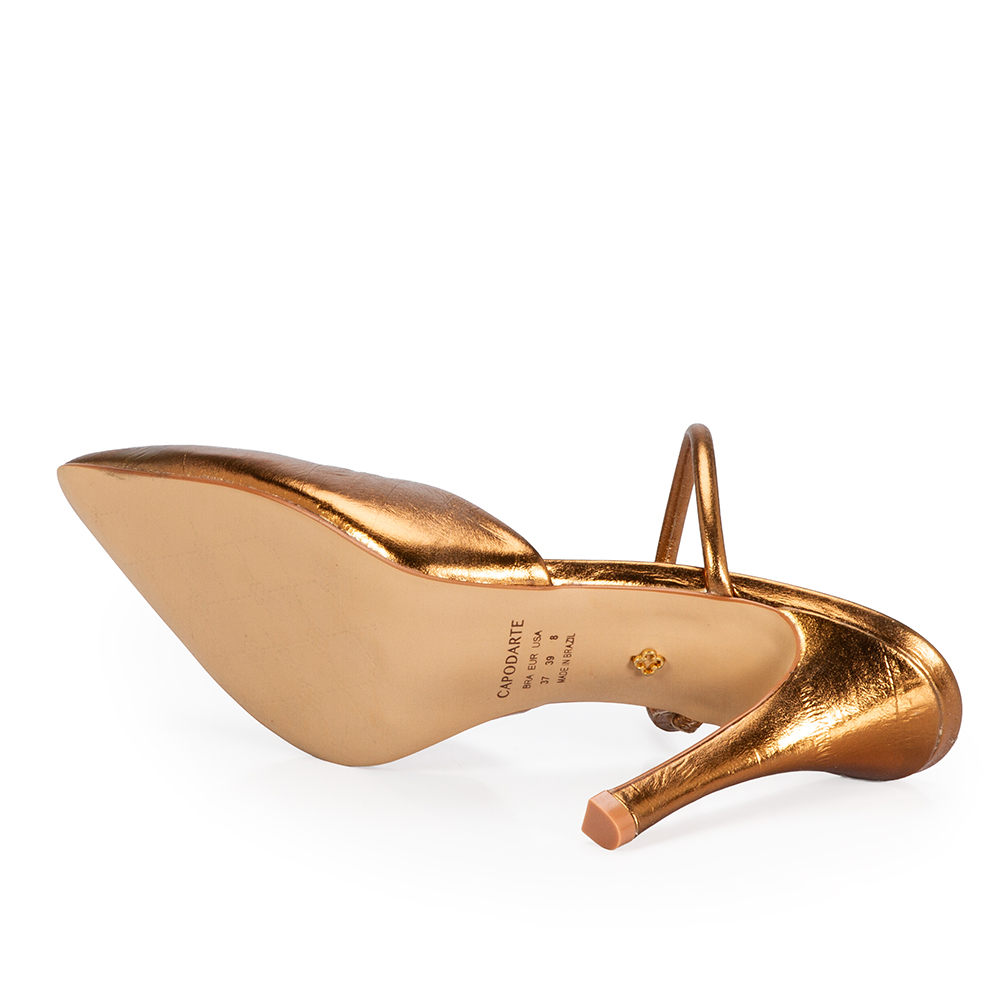 MULE SALTO ALTO BRONZE METALIZADA DE COURO image number 3