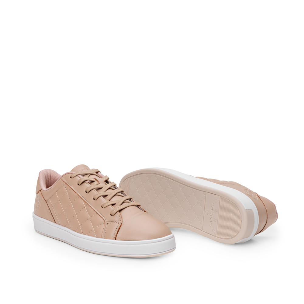 TÊNIS FEMININO COURO SATINATO NUDE SEDA AMARRAÇÃO image number 3