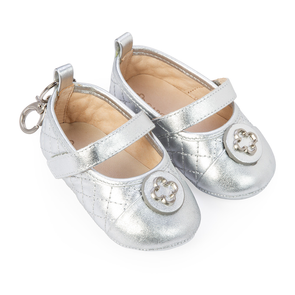 SAPATILHA BEB&Ecirc; RN DE COURO PRATA CATHERINE image number 1