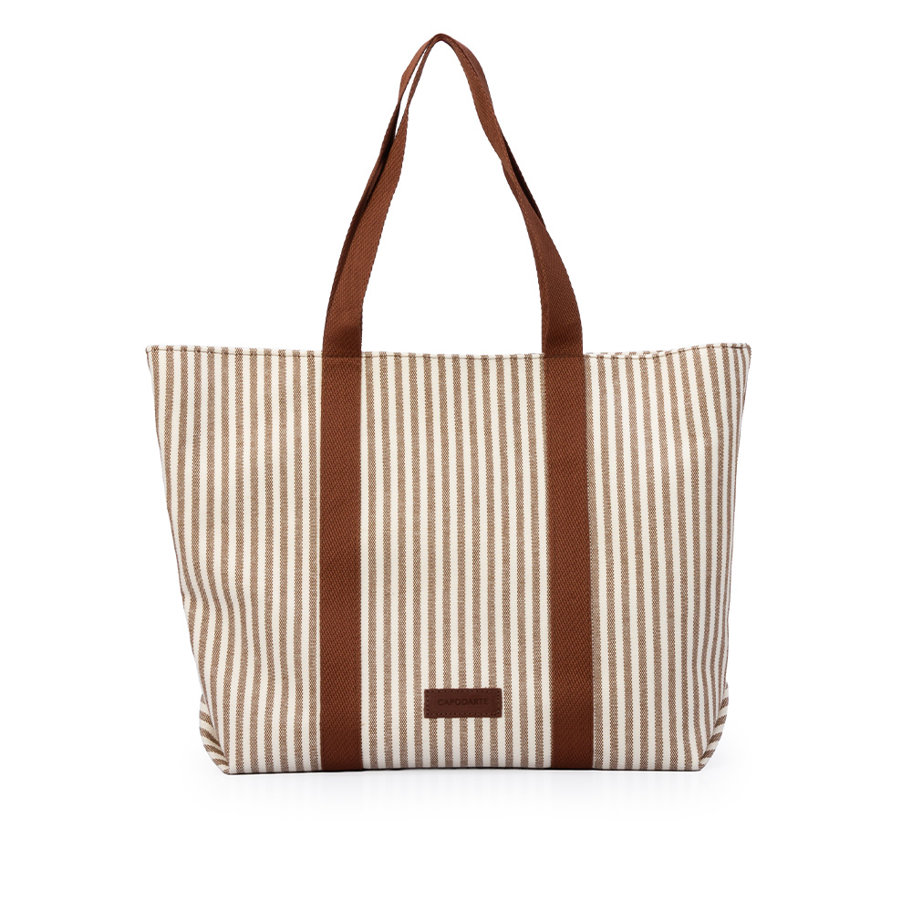 KIT CHINELO DE DEDO CARAMELO + BOLSA LISTRADA image number 2