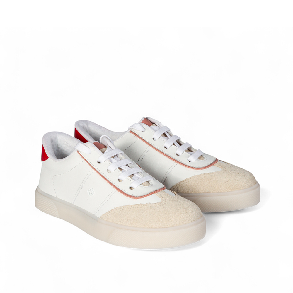 TÊNIS INFANTIL BRANCO E VERMELHO RUBI DE COURO AMARRAÇÃO image number 1