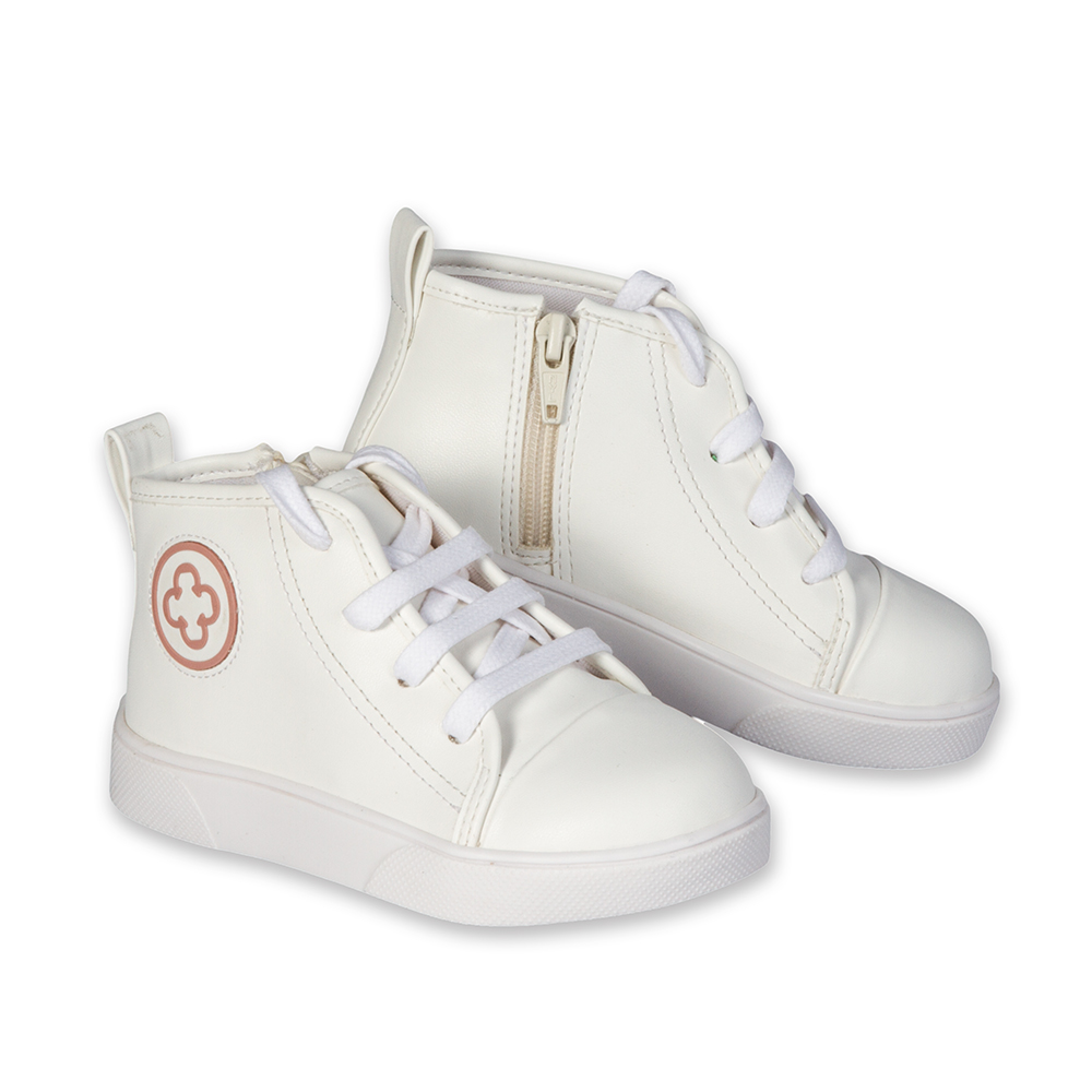 TÊNIS BEBÊ CANO ALTO BRANCO AMARRAÇÃO image number 1
