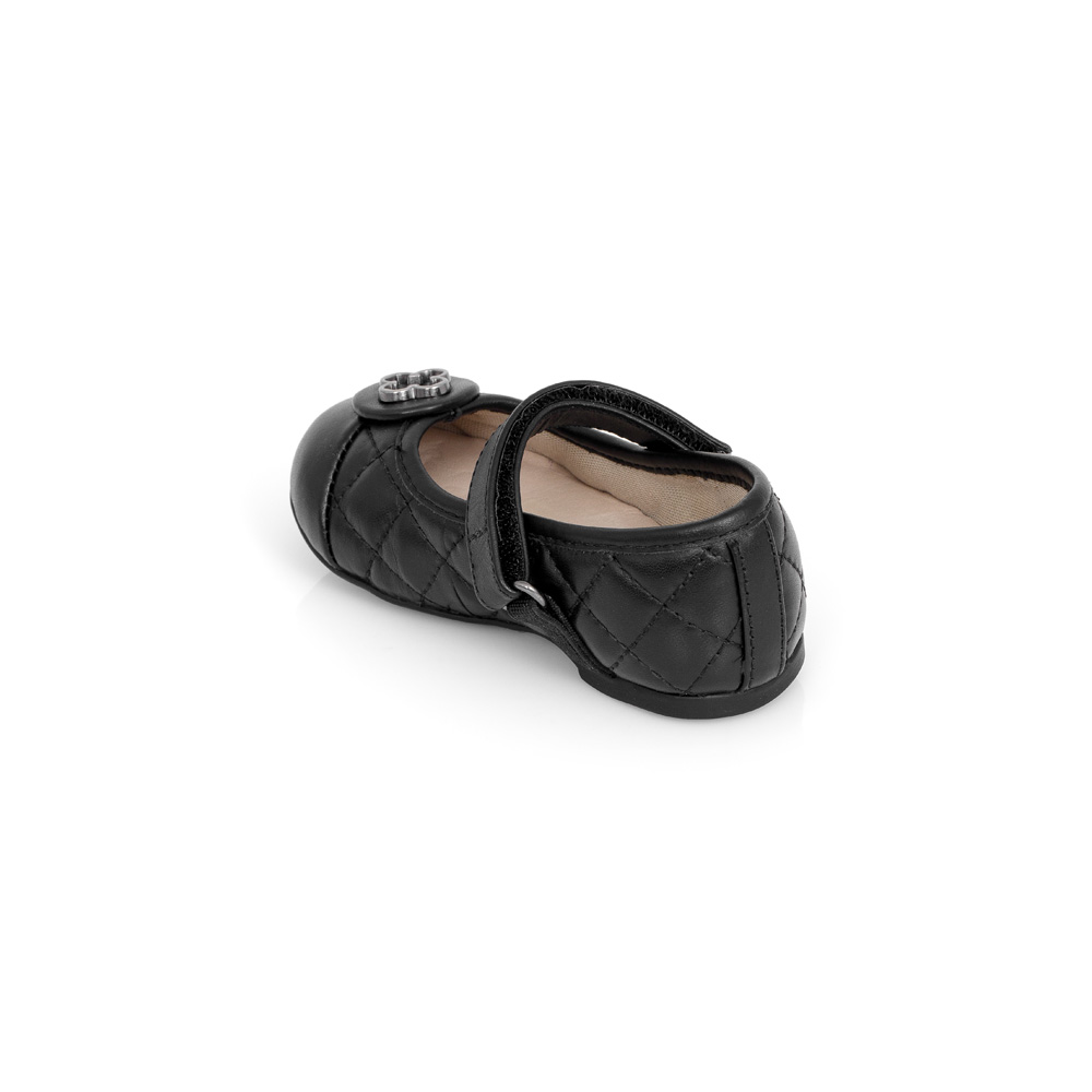 SAPATILHA BEBÊ PRETA DE COURO MATELASSÊ COM VELCRO image number 2