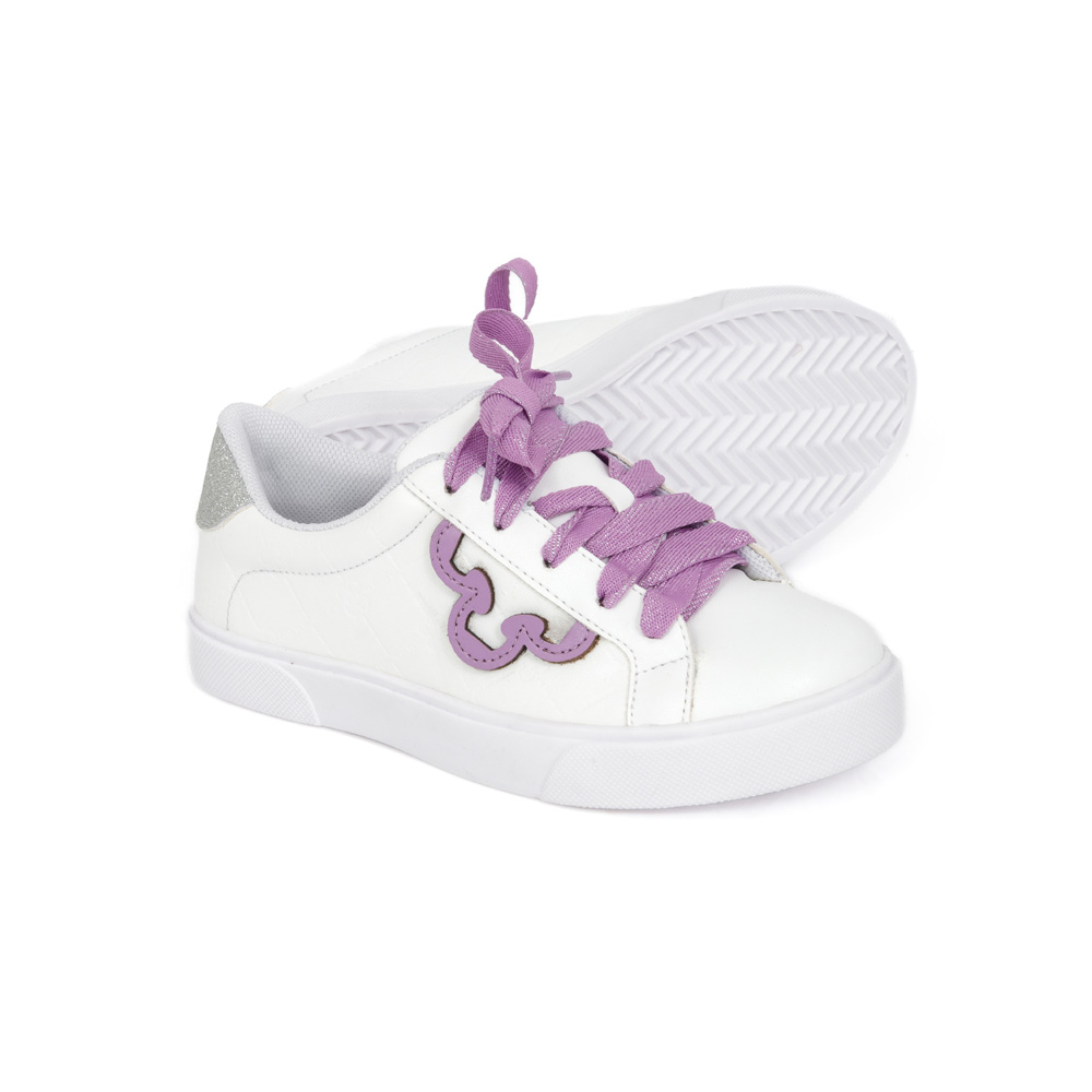 TÊNIS INFANTIL BRANCO E LILÁS MONOGRAMA AMARRAÇÃO image number 3