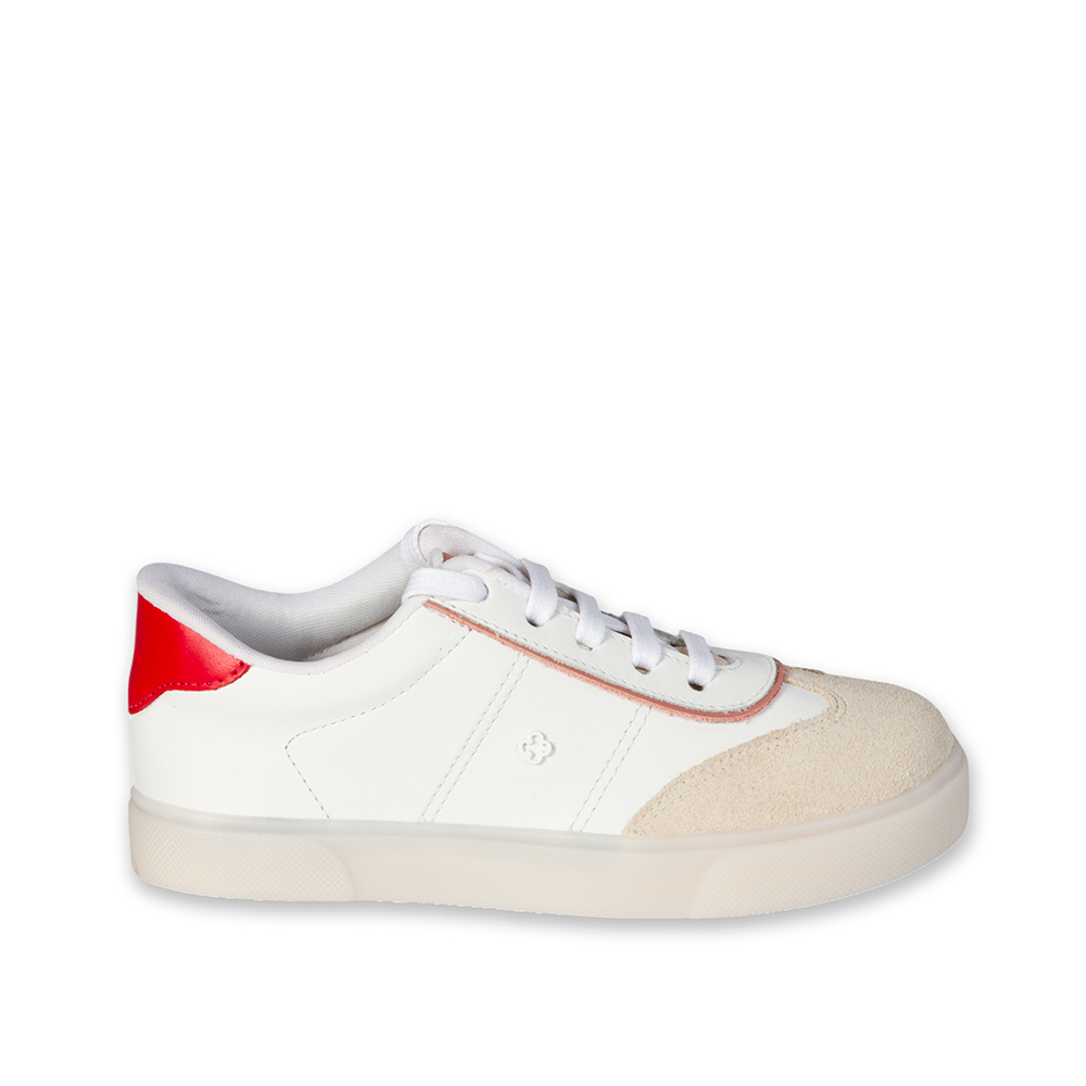 TÊNIS INFANTIL BRANCO E VERMELHO RUBI DE COURO AMARRAÇÃO image number 0