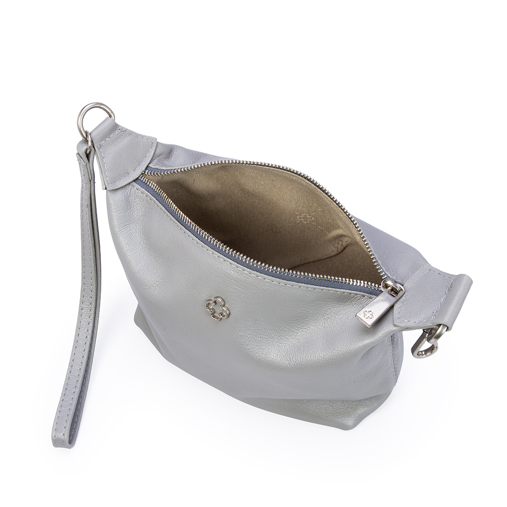 BOLSA PEQUENA CINZA CARBONO DE COURO CLUTCH image number 4