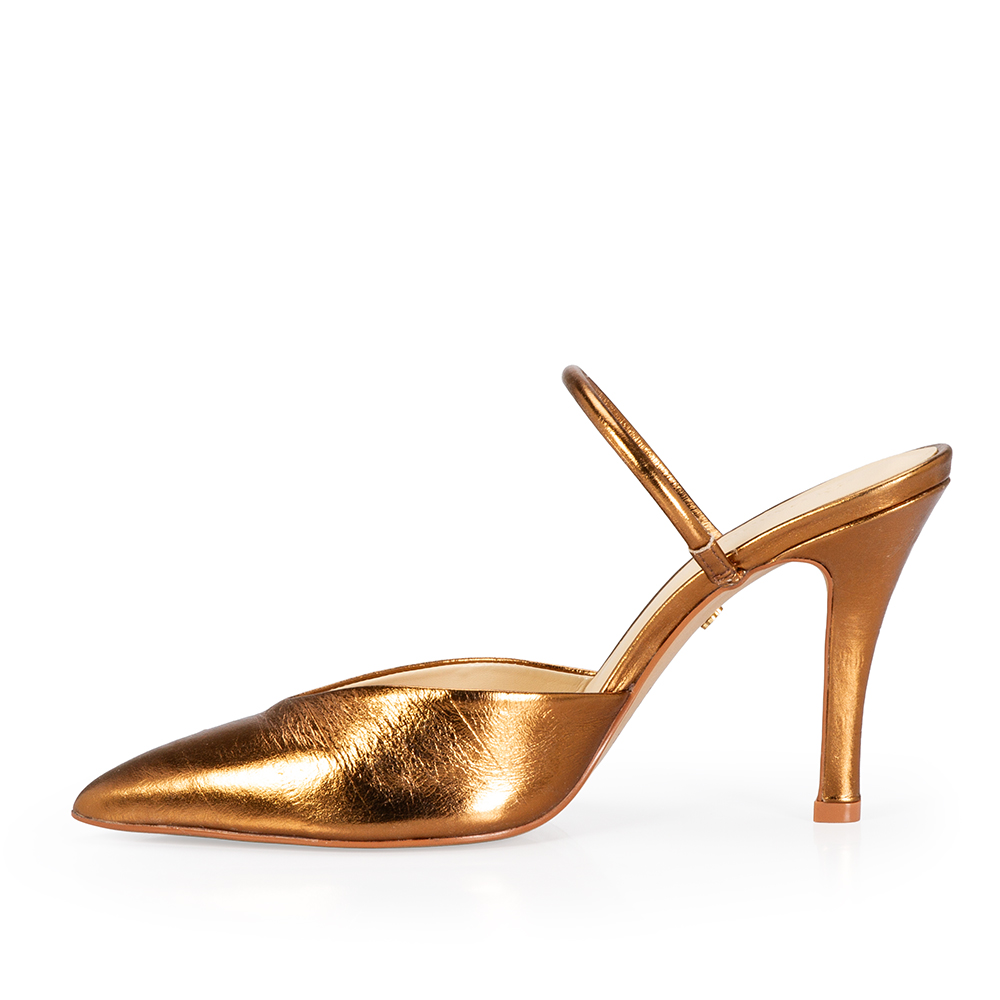MULE SALTO ALTO BRONZE METALIZADA DE COURO image number 2