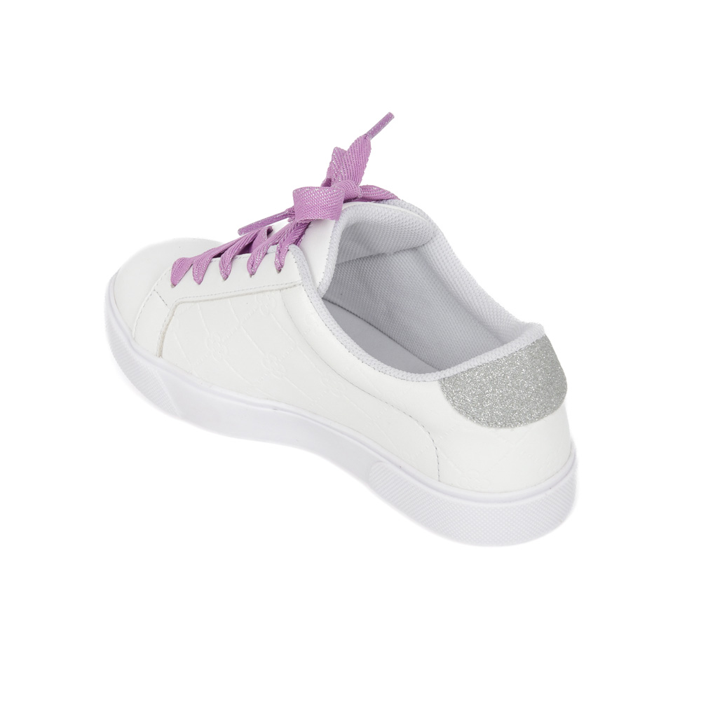 TÊNIS INFANTIL BRANCO E LILÁS MONOGRAMA AMARRAÇÃO image number 2